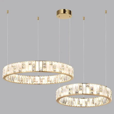 Подвесной светильник Odeon Light Crossa 5072/100L золото/прозрачный/белый/металл/хрусталь/алебастр LED 100W 3700K (220V, кольцо)