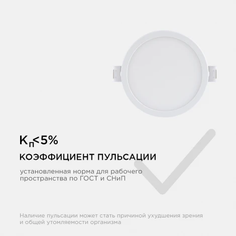 Потолочный светильник светодиодный встраиваемый 220В 7Вт 560лм изолированный драйвер 4500К Apeyron 06-16