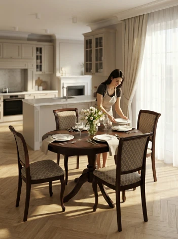 Стол обеденный Линне темный орех 90/130*90 Mebelik 009914