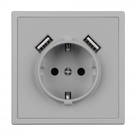 Розетка ARL NOBE зк со шторками с USB тип А+А софт-тач никель SCT-MUAA-SFPL-IS (250V, 16A) (Arlight,) 059443(1)