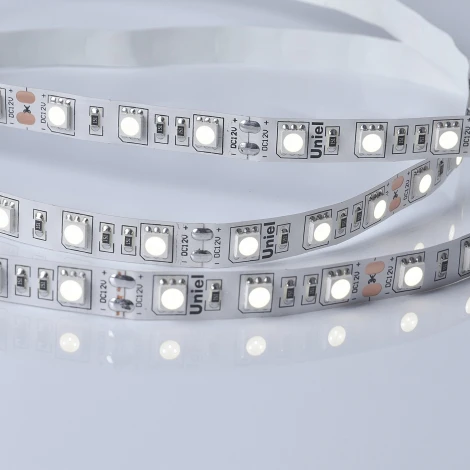 Светодиодная лента Uniel ULS-M25-5050-60LED/m-10mm-IP20-DC12V-14,4W/m-5M-4000K PROFI катушка в герметичной упаковке