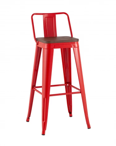 Стул барный TOLIX со спинкой красный глянцевый + темное дерево KD Stool Group УТ000042113