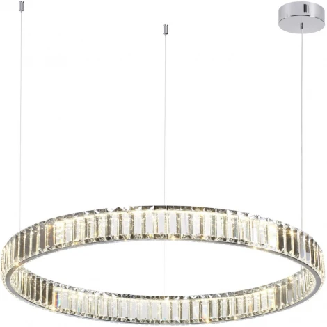 Подвесной светильник Odeon Light L-vision 4930/45L хром/прозрачный металл/хрусталь LED 45W VEKIA (220V, на тросе, кольцо)