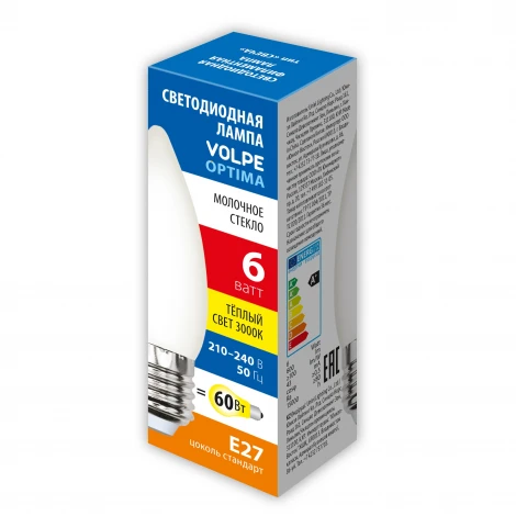 Лампочка светодиодная филаментная Volpe LED-C35-SLF LED-C35-6W/3000K/E27/FR/SLF