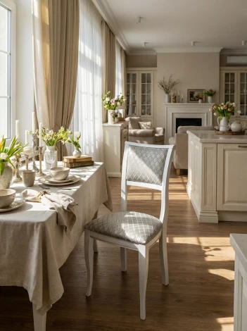 Стул Алдрин белый/серебро, ткань Вояж Mebelik 009909