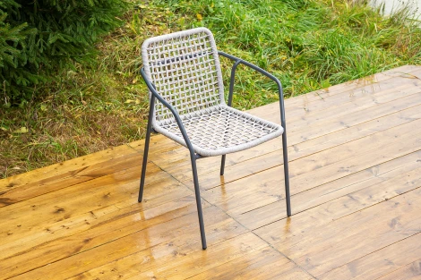 "Тунис" стул плетеный из роупа, каркас алюминий темно-серый (RAL7024), роуп светло-серый 4SIS 1-101270-RAL7024