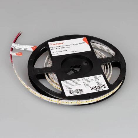 Светодиодная лента RT-A240-10mm 24V Day4000 (22 W/m, IP20, 5m) (Arlight, высок.эфф.150 лм/Вт) 036213(1)