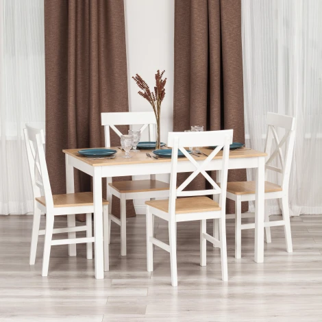 Обеденный комплект Хадсон (стол + 4 стула)/ Hudson Dining Set (mod.0103) (МДФ /Белый )