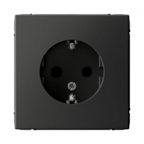 Розетка с заземлением и шторками (базальт) Systeme Electric GAL001445