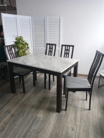 Стол TME-6931 MBH белый мрамор SWEDEN / BB темный орех M-City 64382