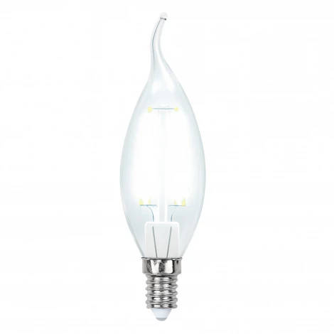Лампочка светодиодная свеча на ветру прозрачная E14 6W 4000K Uniel LED-CW35-6W/NW/E14/CL GLA01TR