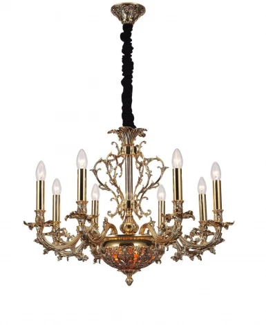 Подвесная люстра Lucia Tucci Firenze 1780.8.2 antique gold (220V, на цепи, подсвечник, свеча, листья, ветки)