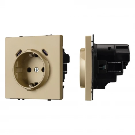 Розетка ARL NOBE зк со шторками с USB тип C+С софт-тач золотой песок SCT-MUCC-SFPL-GD (250V, 16A) (Arlight,) 061815(1)