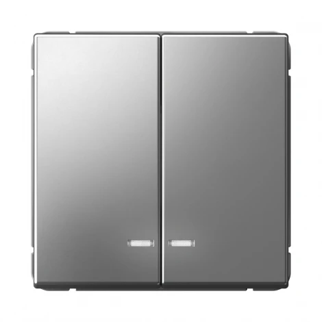 Выключатель двухклавишный с подсветкой (сталь) Systeme Electric GAL000953