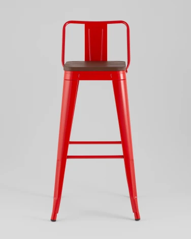 Стул барный TOLIX со спинкой красный глянцевый + темное дерево KD Stool Group УТ000042113