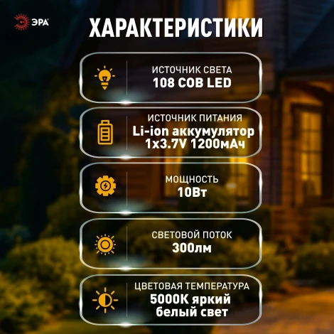 Прожектор уличный светодиодный на солнечной батарее с датчиком движения и пультом 10Вт ЭРА ERAKCS25-02