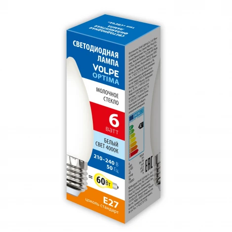 Лампочка светодиодная филаментная Volpe LED-C35-SLF LED-C35-6W/4000K/E27/FR/SLF