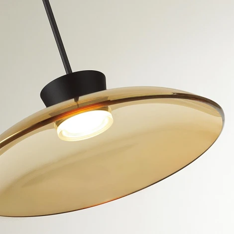 Подвесной светильник Odeon Light Saucer 5055/9LA черный/янтарный/металл/стекло LED 9W 3000К (220V, на проводе)