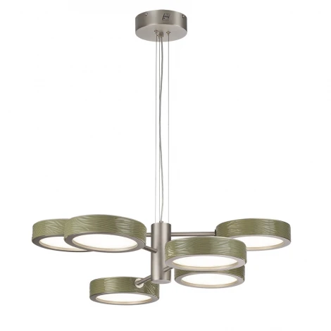 Подвесна люстра светодиодная Odeon Light Riviera 5451/99LA зеленый/никель/металл/керамика/акрил LED 99W 2000К/3000K/4000K