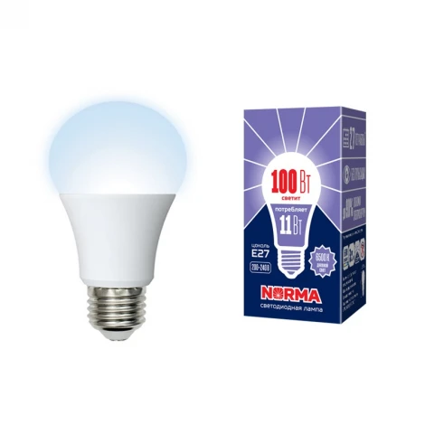 Лампочка светодиодная шар белая E27 11W 6500K Volpe LED-A60-11W/DW/E27/FR/NR