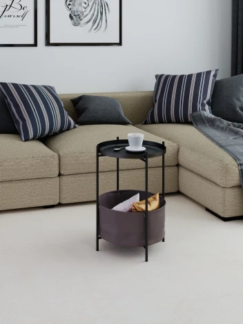 Стол журнальный Элдей рогожка коричневый/черный Mebelik 009759