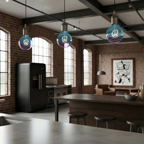 Лампочка светодиодная шар разноцветная E27 4W 2250K Uniel LED-SF01-4W/SOHO/E27/CW BLUE/WINE GLS77TR
