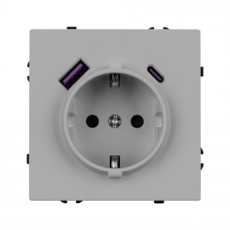 Розетка ARL NOBE зк со шторками с USB тип А+С софт-тач никель SCT-MUAC-SFPL-IS (250V, 16A) (Arlight,) 059445(1)