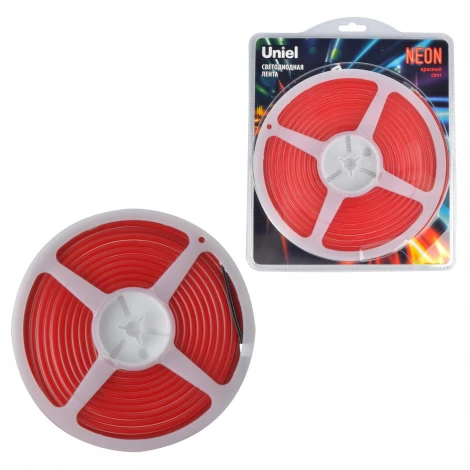 Гибкий неон 5м красный свет Uniel ULS-N01-2835-120LED/m-6mm-IP67-DC12V-9W/m-5M-RED блистер