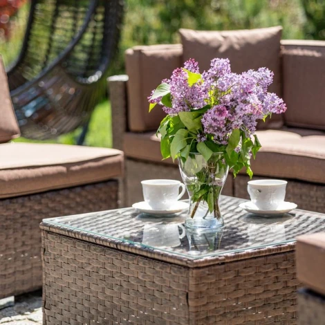 Плетеный модульный диван YR822BB-Brown/Brown Afina