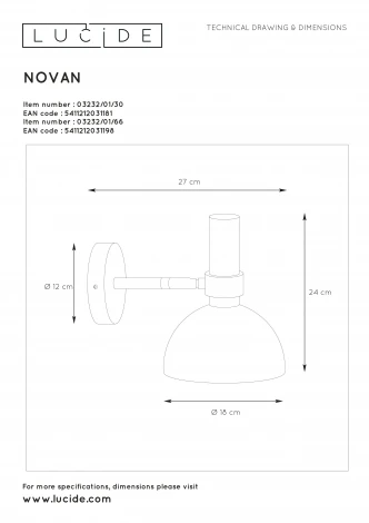Бра Lucide Novan 03232/01/66