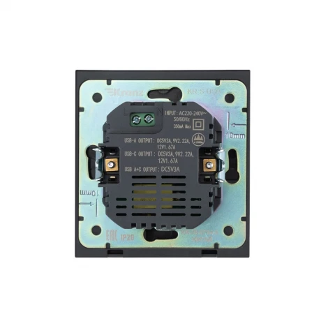 Розетка USB-A+Type-C 3А с функцией быстрой зарядки антрацит Kranz Strong KR-78-0734-5