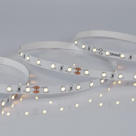 Светодиодная лента Uniel ULS-2835-60LED/m-8mm-IP20-DC24V-6W/m-5M-WW катушка в герметичной упаковке