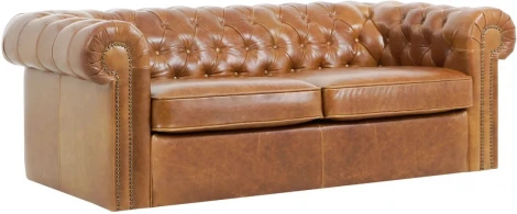 Диван Chesterfield ОГОГО (арт.329686), (Кожа/Коричневый)