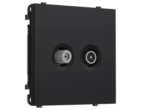 Комплект механизма ТВ-розетки оконечной + SAT (Черный Мягкое касание) Ambrella Volt QUANT PRO MS993310