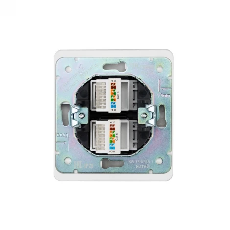 Розетка компьютерная двойная RJ45+RJ45 кат6 с/у перламутр Kranz Round KR-78-0725-1