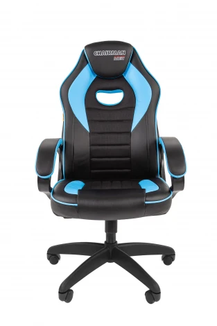 Кресло Chairman game 16 Россия экокожа черный/голубой 7213488