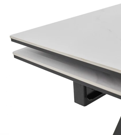 Стол МОРИС-2 140 цвет MATTE БЕЛЫЙ МРАМОР, керамика / Черный каркас M-City 64592