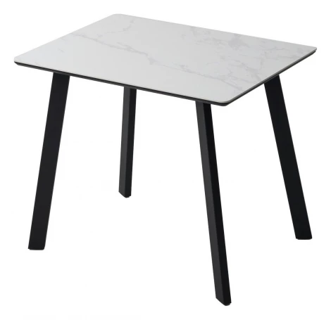 Стол ТИК ТАК 90 цвет Белый мрамор MATTE, керамика / Черный каркас M-City 64650
