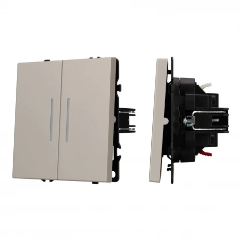 Механизм выключателя двухклавишный проходной LED SWT-NOBE-MKP2-SFPL-L-CA (230V, 10A) (Arlight, Кашемир) 059421