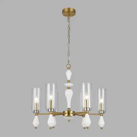 Подвесная люстра Lumion Galana 8428/6 латунь/белый/прозрачный, металл/керамика/стекло E14 6*40W 220V