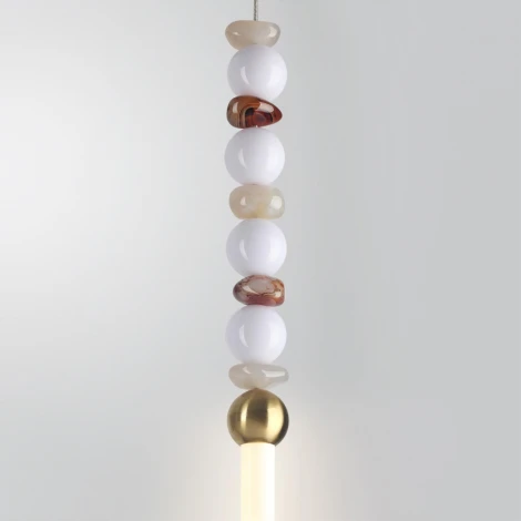 Подвесной светильник Odeon Light Monella 6640/12L бронзов/белый/металл/акрил/агат LED 12W 3500K 220V (на проводе, круглые)