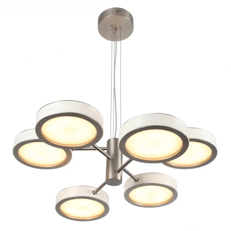 Подвесна люстра светодиодная Odeon Light Riviera 5451/99L белый/никель/металл/керамика/акрил LED 99W 2000К/3000K/4000K