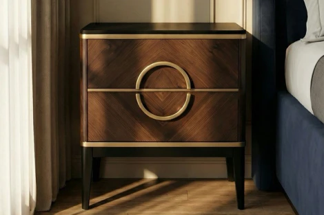 151SV-10001 Тумба прикроватная шпон 2 ящика 60*60*40см Garda Decor