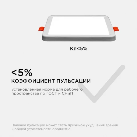 Встраиваемый светильник светодиодный с регулировкой под посадочное отверстие, 8Вт 750лм 4500К квадратная, драйвер на корпусе OGM LP-17
