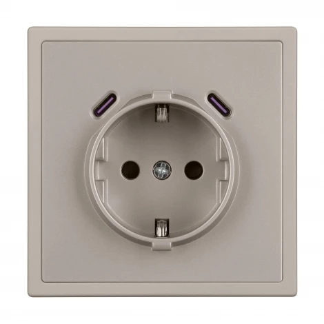 Розетка ARL NOBE зк со шторками с USB тип C+С софт-тач кашемир SCT-MUCC-SFPL-CA (250V, 16A) (Arlight,) 061814(1)