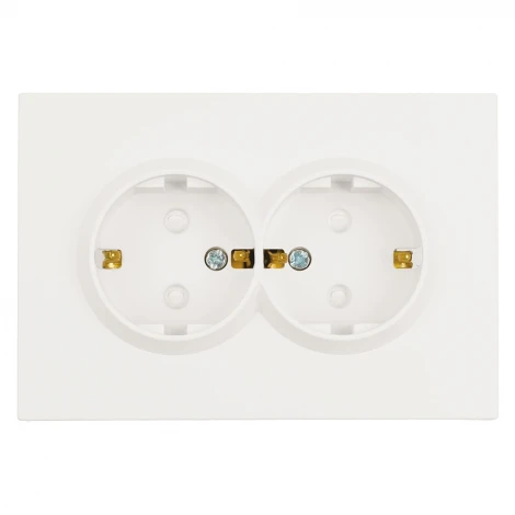 Розетка 2-местная с з/ш, с/з, СЗК 250В 16А RST16-5114-01ZK белый фарфор, soft touch Stekker Эмили 50236