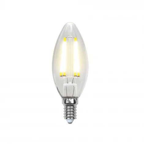 Лампочка светодиодная свеча прозрачная E14 6W 4000K Uniel LED-C35-6W/NW/E14/CL PLS02WH
