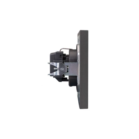 Розетка 1-ая с/з с/у, со шторками 16А графит Kranz Strong KR-78-0701-6