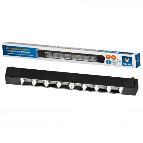 Трековый светильник однофазный, светодиодный 4000К 220V 20W Volpe ULB-Q282 ULB-Q282 20W/4000K BLACK