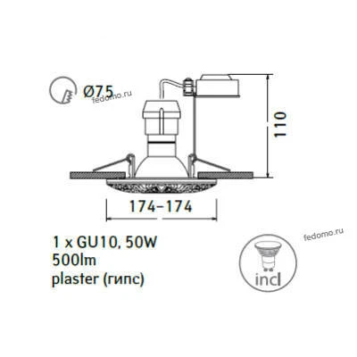 Встраиваемый точечный светильник Arte Lamp Muster A5270PL-1WH